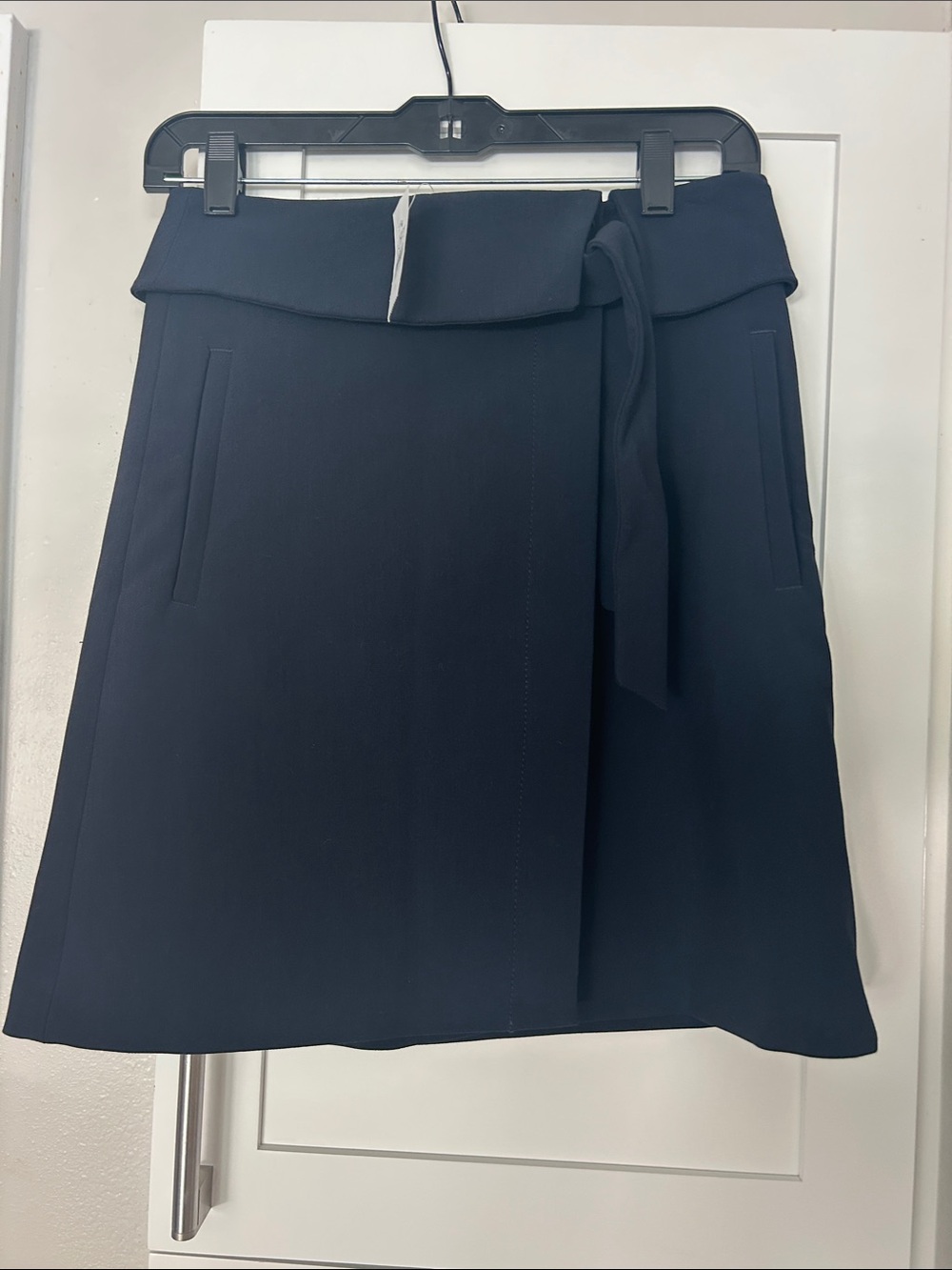 Ann Taylor Navy A-Line Wrap Skirt with Tie Waist